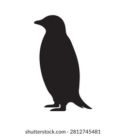 Black silhouette of a penguin standing, simple vector illustration of a flightless bird