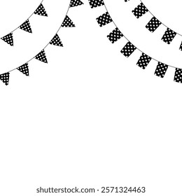 Black silhouette pennants for banner decoration, minimalist monochrome style pattern, shape outline trim, border motif abstract, element layout graphic, vector illustration