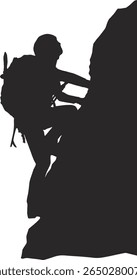 Black Silhouette of People Climbing. Vector Illustration