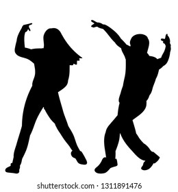 black silhouette people dancing