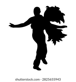 A black silhouette of a performer in a lion dance costume, showcasing cultural dance art and traditional performance in a striking shadow image.