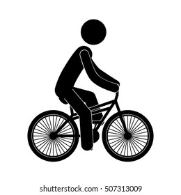 black silhouette person in bicycle