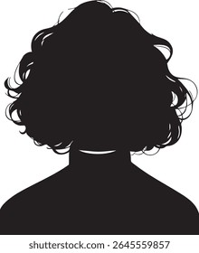 Black silhouette of a person with curly hair.