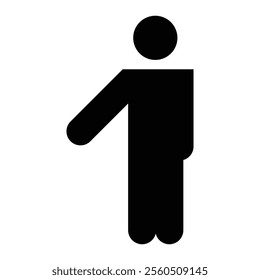 Black silhouette of a person in a dynamic pose, confidently pointing left. Its minimalist design enhances visibility against a lighter background, making it ideal for signage and graphic design.