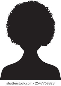 La silueta negra de una persona con un cabello rizado voluminoso crea una imagen llamativa, enfatizando el anonimato y el peinado