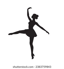 black silhouette of a Person in a graceful ballet pose