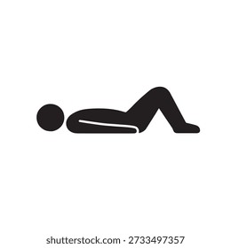Black silhouette of a person lying down with knees bent and arms resting.eps