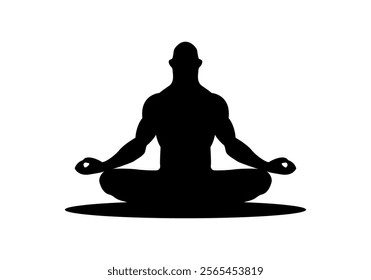 Black silhouette of person meditating in yoga