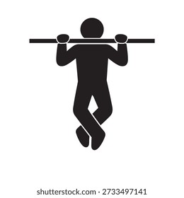Black silhouette of a person performing a pull up on a horizontal bar woman human.eps