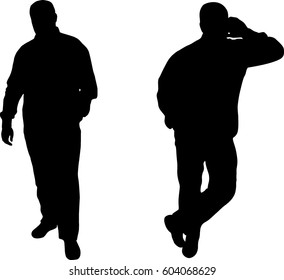 Black silhouette of the person with phone  vector illustration