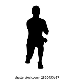 Black silhouette of a person running, capturing dynamic movement and energy, isolated on a plain white background.