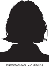 black silhouette of a person from the shoulders up, featuring a short, textured, and slightly messy hairstyle, set against a plain white background