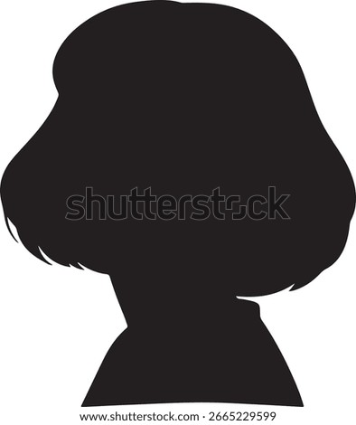 A black silhouette of a person in a side profile with a bob haircut
