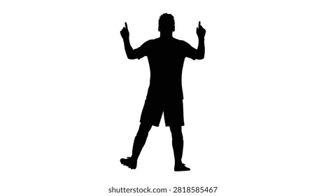 Black silhouette of a person standing with both hands pointing upwards