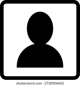 Silhueta preta de uma pessoa dentro de uma borda preta arredondada no usuário de avatar de fundo branco