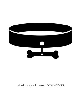 black silhouette pet necklace and bone plaque vector illustration