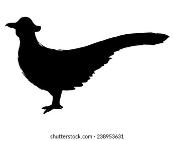 black silhouette of pheasant