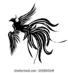 black silhouette phoenix bird isolated, vector