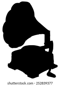 black silhouette of phonograph