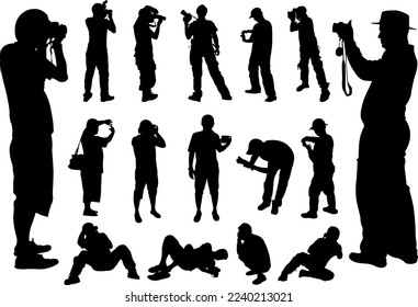 Black silhouette of a photographer with a variety of styles
