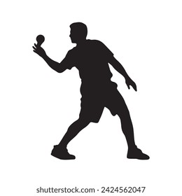 Black silhouette of a Pickleball Player in a white Background.