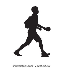 Black silhouette of a Pickleball Player in a white Background.