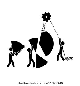 black silhouette pictogram with construction workers vector illustration