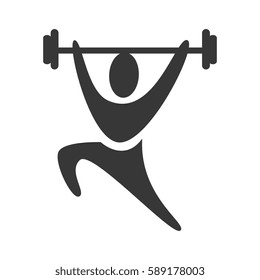 black silhouette pictogram man weightlifting icon