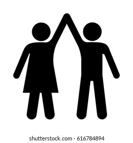 black silhouette pictogram man and woman taken of hands vector illustration