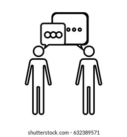 black silhouette of pictogram men's dialogue vector illustration