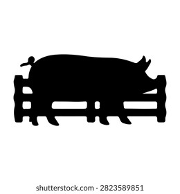 A black silhouette of a pig lying on a bed, highlighting farm animal relaxation and comfort in a simple, minimalistic style.