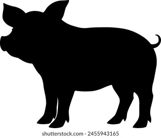 Schwarze Silhouette eines Schweins oder Ferkels ohne Hintergrund