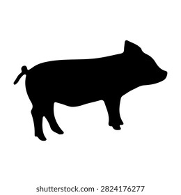Black silhouette of a pig in profile, suitable for agricultural, farming, and animal husbandry contexts.
