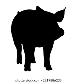 Black silhouette of a pig standing in profile, suitable for agricultural, farming, and animal-related projects.