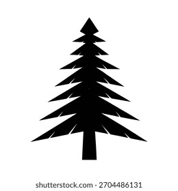 Black silhouette of a pine tree evergreen conifer