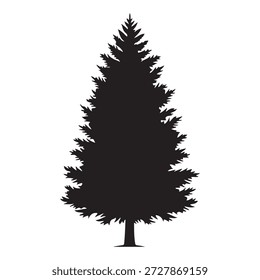 Silueta negra del árbol de pino en el fondo blanco