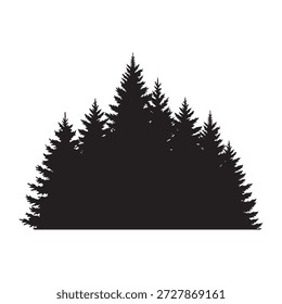 Silueta negra del árbol de pino en el fondo blanco