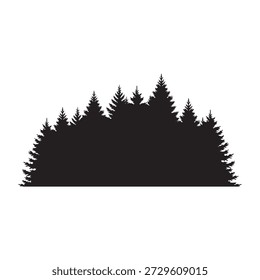 Black silhouette of pine tree on white background