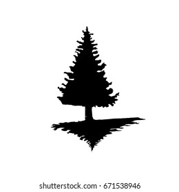 The black silhouette of a pine tree on an isolated background. Vector illustration eps10.