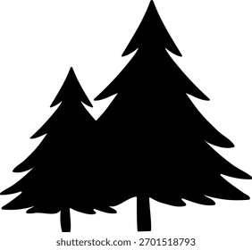 Black Silhouette Of Pine Trees white