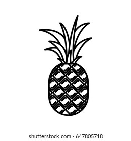 black silhouette with pineapple fruit vector illustration