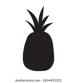 Black silhouette of pineapple. Vector fruit element on isolated background.