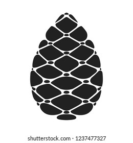 Black silhouette Pinecone icon. A branch of pine from coniferous forests. Element for decoration greeting card for Christmas and the new year.