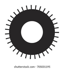 black silhouette of pinion with teeths thin vector illustration