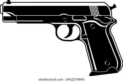 black silhouette of a pistol without background