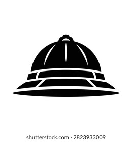 Black silhouette of a pith helmet hat isolated on a white background