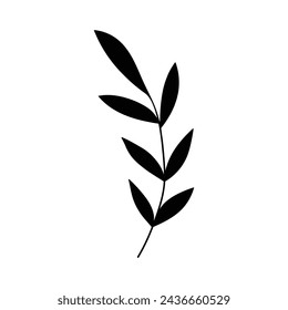 Black silhouette of a plant, isolated on a white background