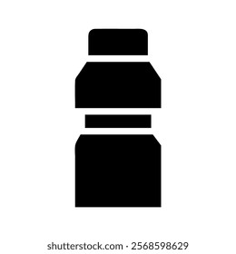 Black silhouette of a plastic bottle. Concept of packaging, recycling, and waste.