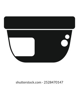 Black silhouette of a plastic container with blank label for branding, suitable for dairy products like sour cream or yogurt