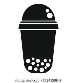 Black silhouette of a plastic cup containing boba balls